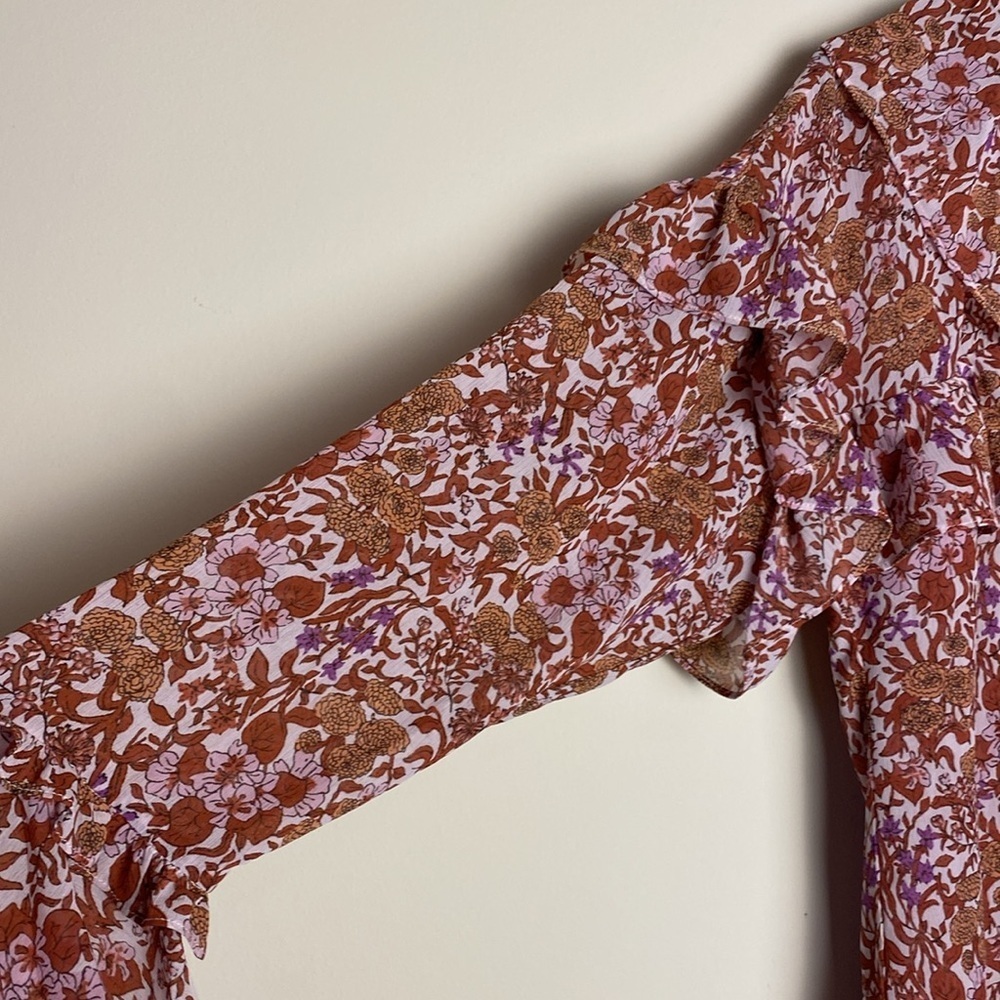 J Crew Ruffle crinkle chiffon top in fête floral Size small - Picture 16 of 17